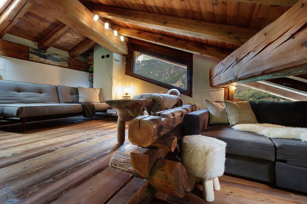 Characteristic rustic-style rascard in an panoramic hamlet with Matterhorn view in Breuil-Cervinia, Valtournenche
