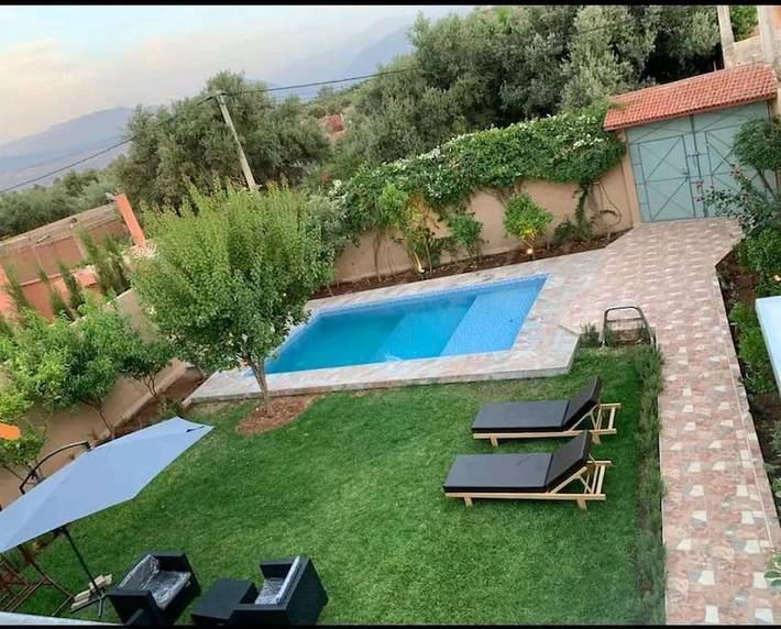 Maison de vacances pour 5 personnes, avec terrasse ainsi que piscine et vue, animaux acceptés
