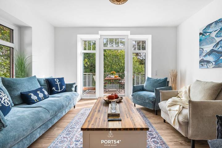 Ferienwohnung für 5 Personen, mit Balkon und Garten sowie Seeblick und Ausblick in Hedwigenkoog