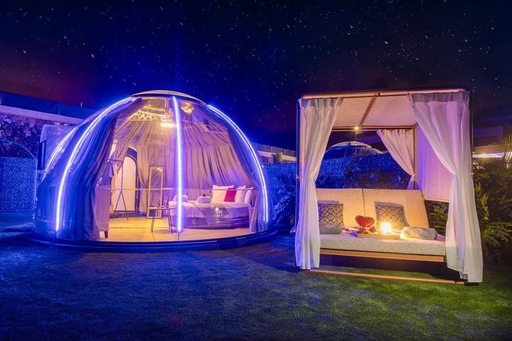 Camping para 2 personas, con jardín además de piscina y vistas en Tenerife