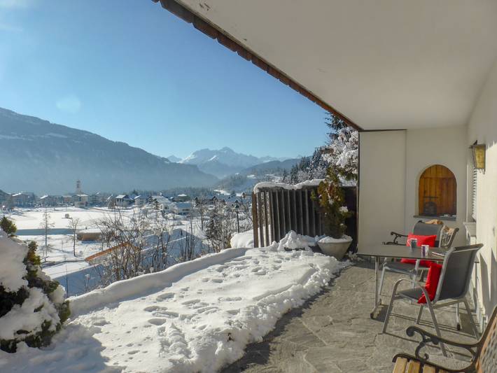Ferienwohnung für 2 Personen, mit Garten und Ausblick sowie Seeblick und Terrasse, mit Haustier in Graubünden - 4