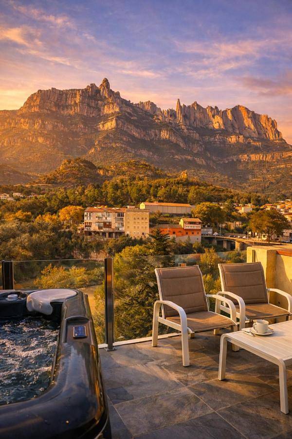 Apartamento para 6 personas, con sauna además de jacuzzi y balcón, Familias con niños en Monistrol de Montserrat