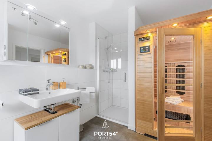 Ganze Wohnung, Ferienwohnung Noordkant Kajüte im Nordseeresort - Infrarot-Kabine, Kamin, Strand- und Nordseenah in Büsum, Kreis Dithmarschen