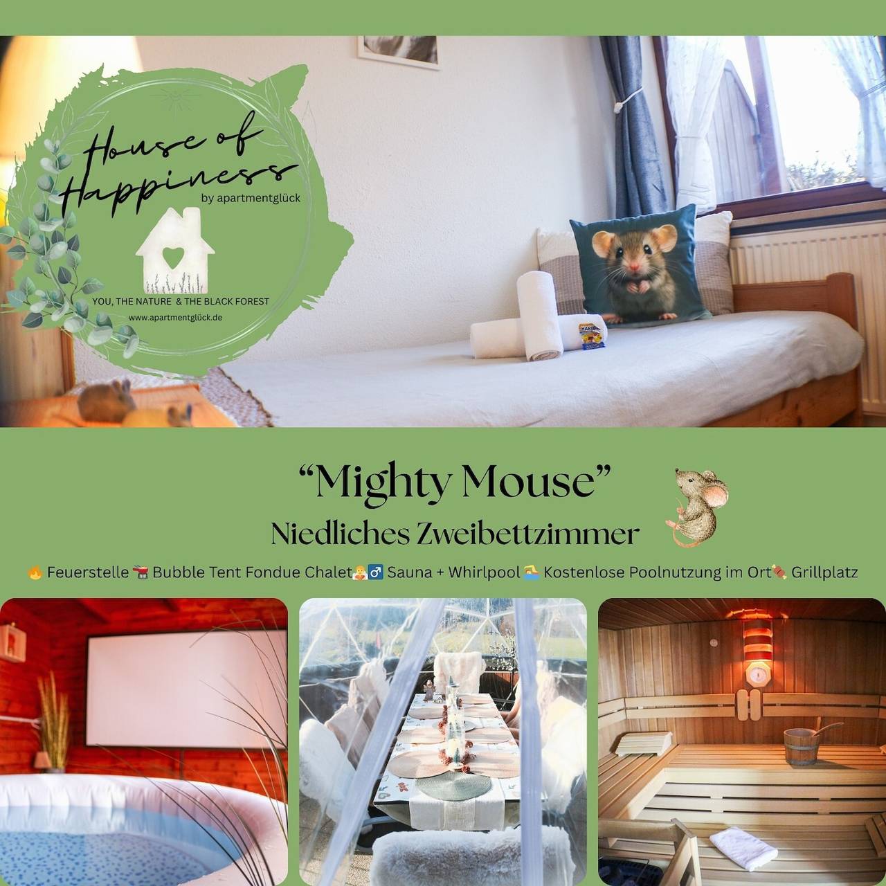 Mighty Mouse - Doppelzimmer mit zwei Einzelbetten und Terrasse für 2 Personen in Schluchsee, Südschwarzwald
