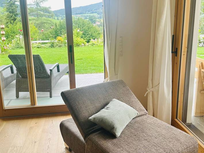 Ferienwohnung für 4 Personen, mit Terrasse und Garten sowie Ausblick