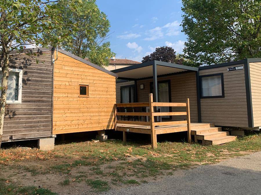 Camping La Grappe Fleurie - Mobilheim 11 personen - Cottage Tribu in Fleurie, Beaujolais