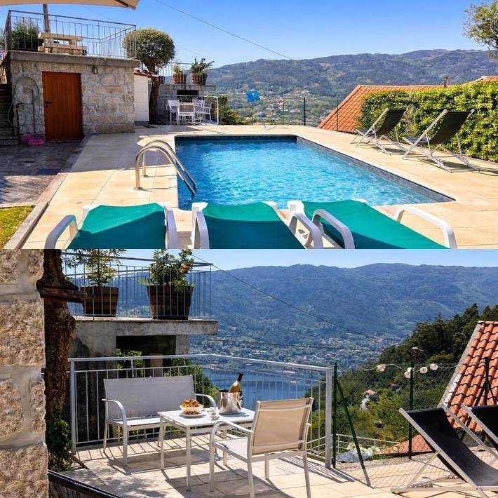 Maison d’hôte pour 4 personnes, avec Balcon et Terrasse ainsi que Jardin et Piscine à Terras de Bouro