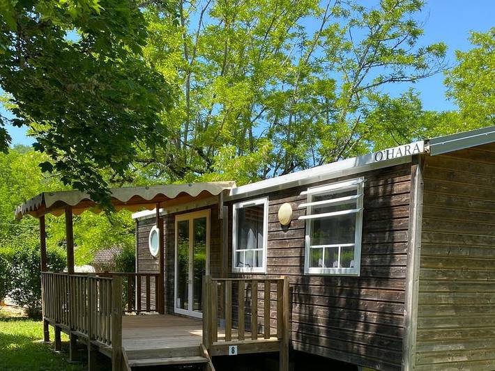 Camping le Trel - Mobilheim 6 personen - 3 Schlafzimmer - halbüberdachte Terrasse in Saint-Pompont, Périgord Noir