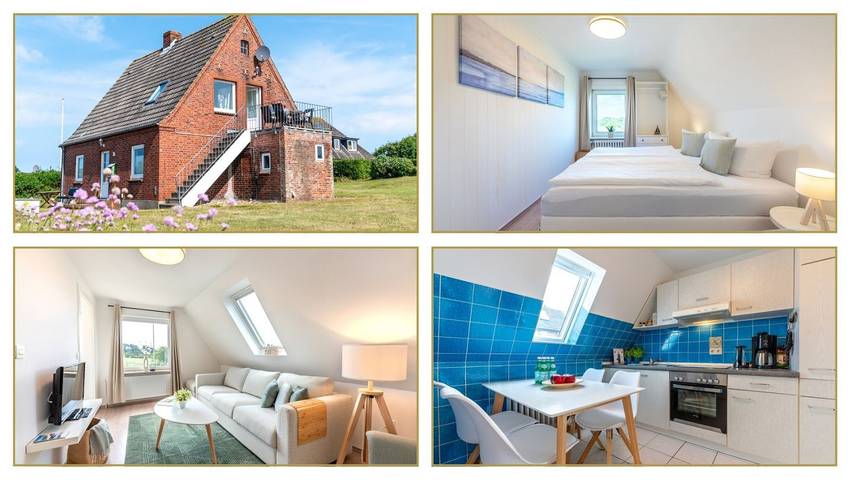 Ferienwohnung für 4 Personen, mit Balkon und Garten sowie Ausblick in Utersum