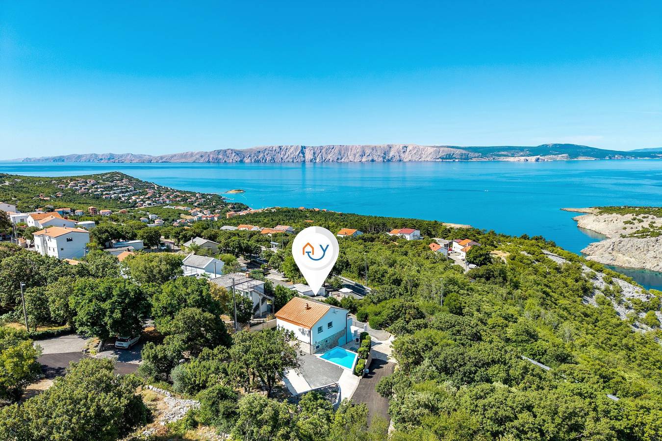 Hidden Pool House With Sea View in Klenovica, Primorje-Gorski Kotar