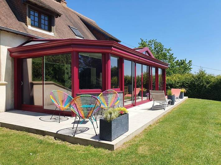 Maison de vacances pour 15 personnes, avec Jacuzzi et Terrasse ainsi que Jardin et Vue à Reux