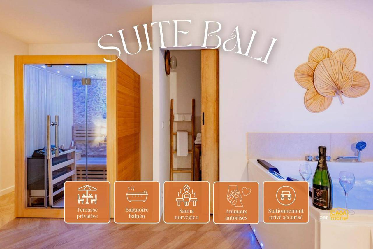 Appartement entier, Suite Bali de 45m2 - Idéal couple - Chambre séparée - Jacuzzi baignoire balnéo - Sauna - Clim réversible - Netflix - Piscine accès partagé avec la petite copro - Bouteille de champagne offerte dès 2 nuits in Suze-la-Rousse, Région de nyons