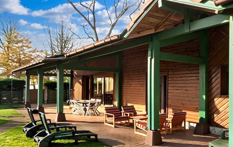 Maison de vacances pour 6 personnes, avec terrasse ainsi que vue sur le lac et jardin à Vielle-Saint-Girons