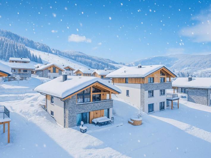 Chalet für 8 Personen, mit Balkon/Terrasse und Whirlpool sowie Terrasse und Garten in der Steiermark