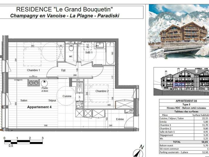 Ganze Wohnung, Charmante gemütliche Wohnung, 6 Pers, Balkon, WLAN inkl in Champagny-en-Vanoise, Vanoise-Massiv