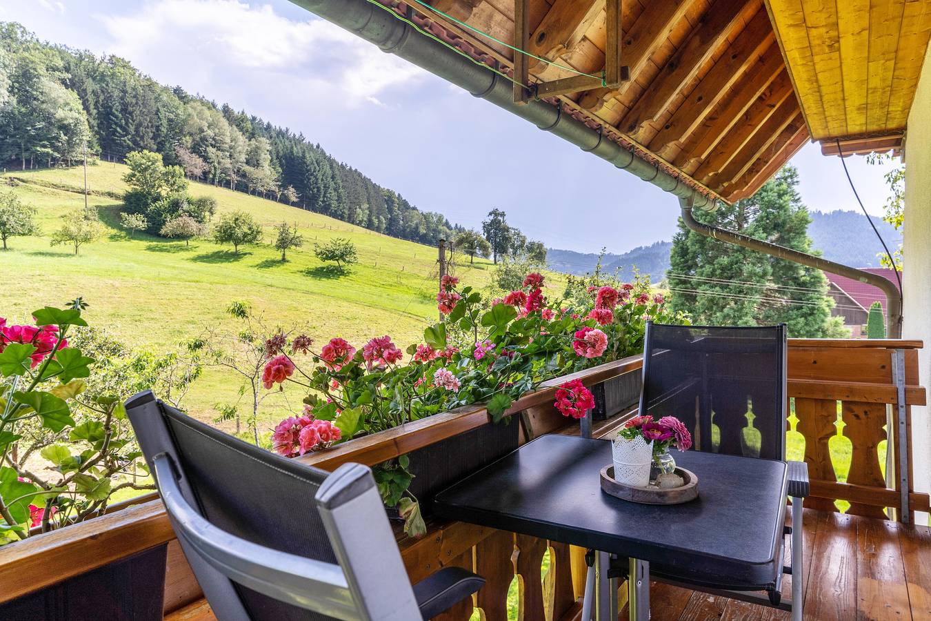 Ganze Wohnung, Ferienwohnung Eg, 85qm, 2 Schlafzimmer, max. 4 Personen mit Blick auf den Bauerngarten in Nordrach, Mittlerer Schwarzwald