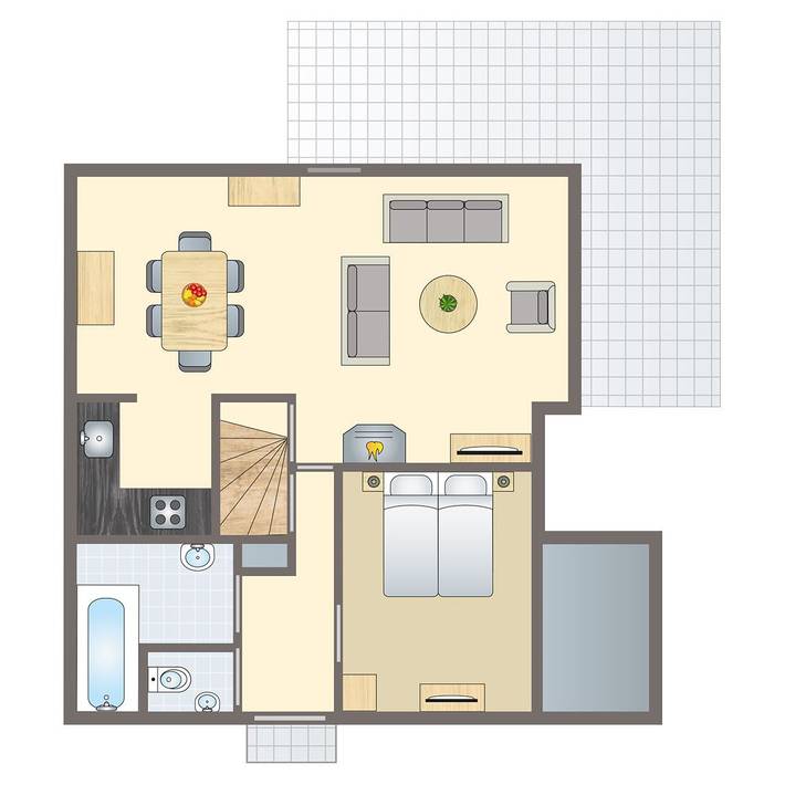 Ferienhaus für 6 Personen, mit Balkon/Terrasse und Terrasse