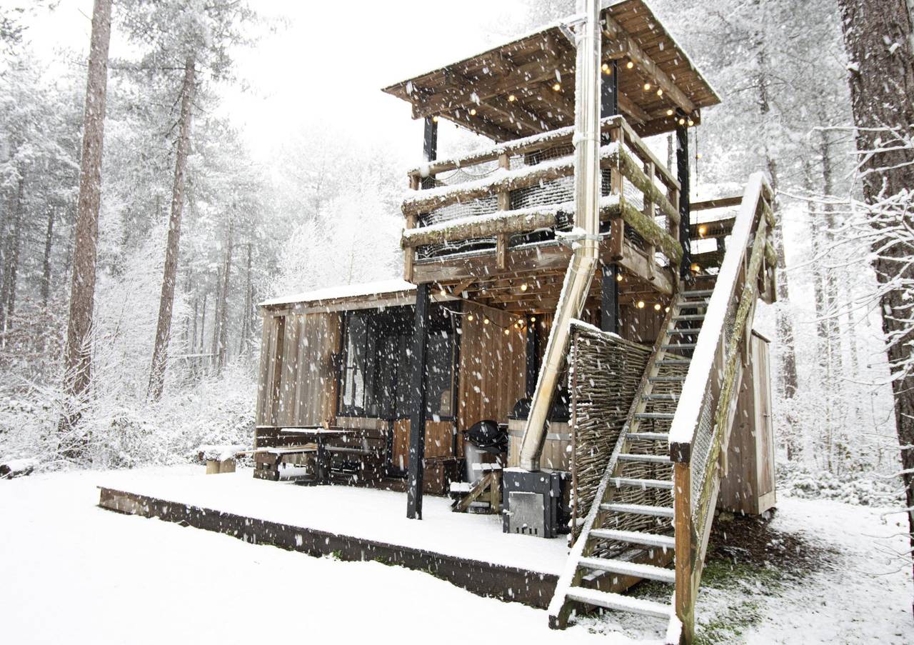 Recreatiedomein Warredal — Treetrunk met hottub in Maaseik, Hoge Kempen