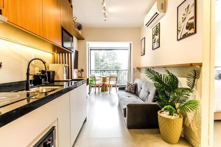 Apartamento para 4 personas, con piscina además de balcón y jardín en Vila Mariana