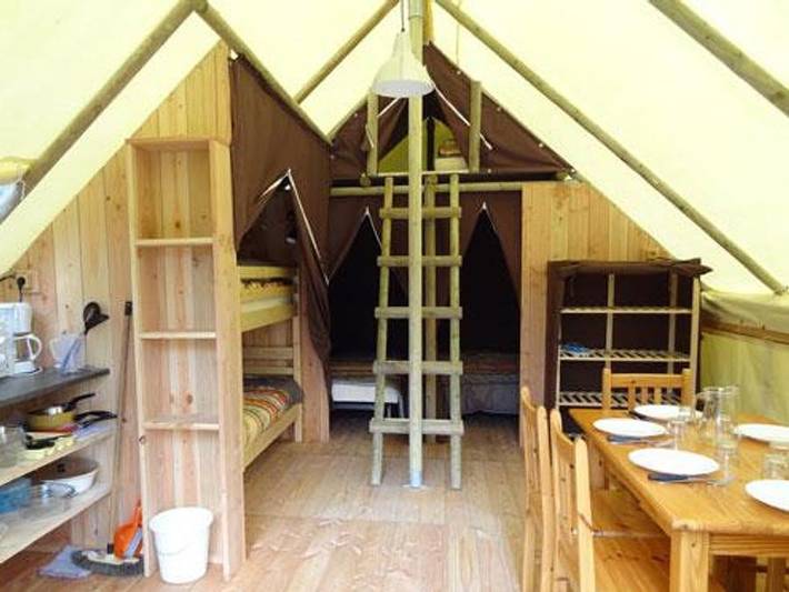 Camping le Rouge Gorge 10' Puy du Fou - Zelt 7 personen - Vermietung Lodge Zelt 24m² (3 Zimmer + Mezzanine) 7 Pers. in Saint-Laurent-sur-Sèvre, Loire-Tal