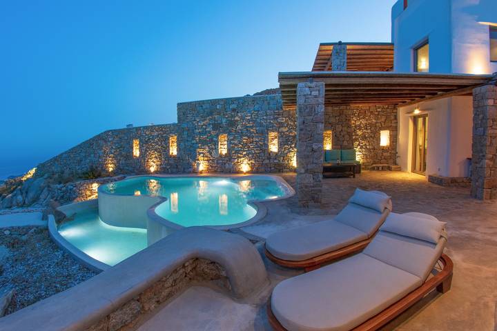 Ferienhaus für 3 Personen, mit Balkon und Whirlpool sowie Garten und Kinderpool auf Mykonos