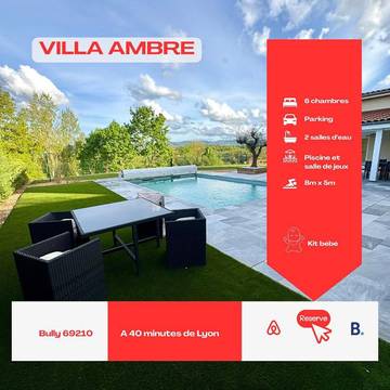 Cottage pour 12 personnes, avec piscine ainsi que jardin et terrasse à Bully