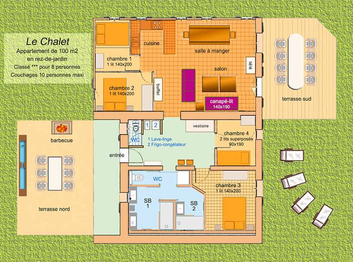 Appartement de vacances pour 10 personnes, avec jardin et terrasse dans Auvergne-Rhône-Alpes - 4