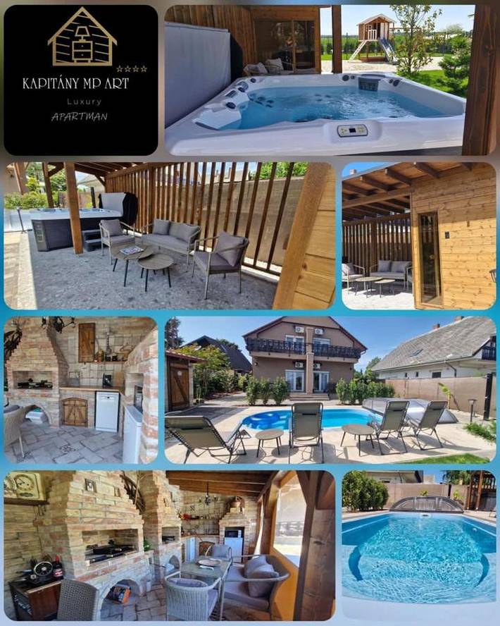 Ferienwohnung für 4 Personen, mit Whirlpool und Pool sowie Sauna und Garten in Balatonboglar