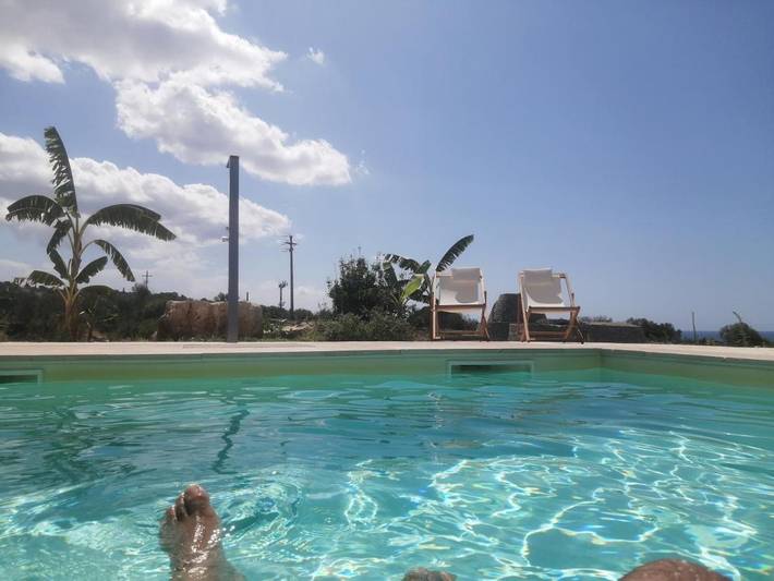 Villa per 6 persone, con Balcone e Terrazza nonché Giardino e Piscina a Pescoluse