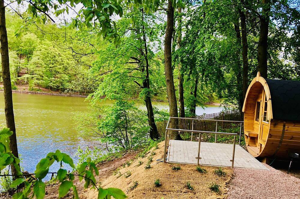 Gemütliches Campingfass Seerose in Sangerhausen, Harzvorland