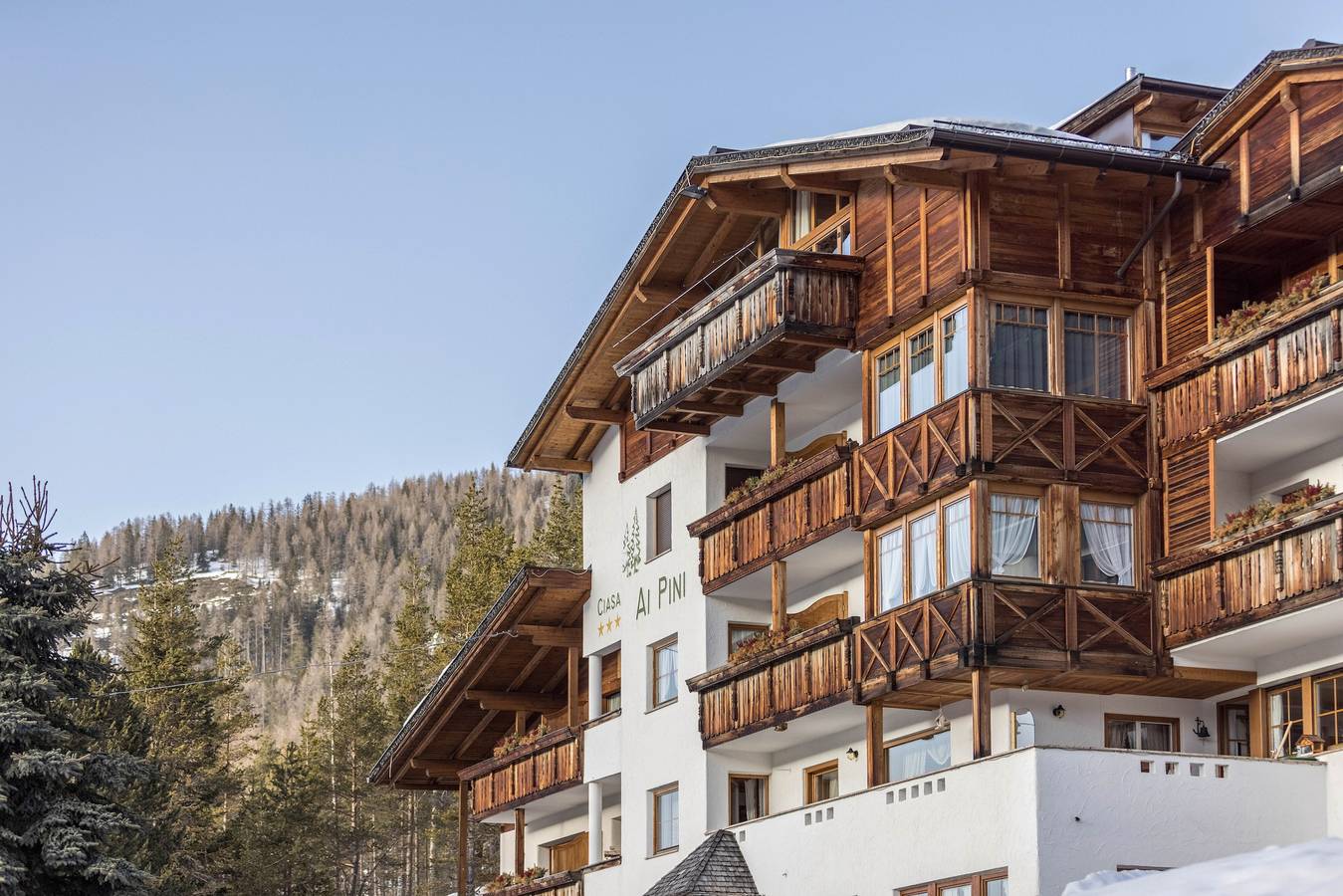 Ganze Wohnung, Einzimmerapartment "Ciasa ai Pini 210" in der Nähe von Skiliften mit Bergblick & Sauna in San Cassiano, Abtei