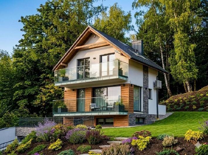 Apartament wakacyjny dla 7 osób, z Balkon i Jacuzzi oraz Taras i Ogród w Kamienica