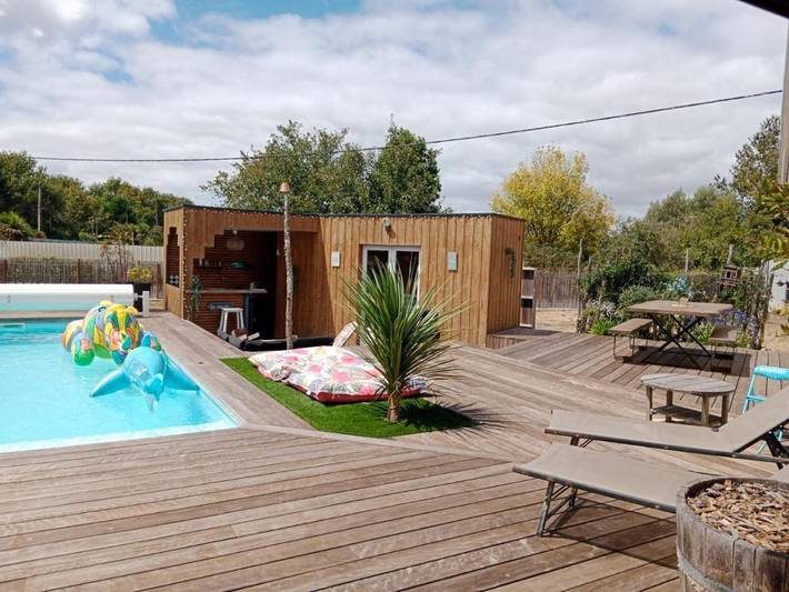 Maison de vacances pour 6 personnes, avec terrasse ainsi que piscine et vue