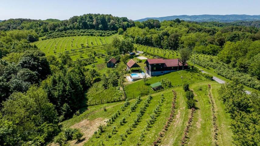 Ferienwohnung für 10 Personen, mit Pool und Ausblick sowie Garten