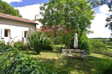Gîte pour 6 personnes, avec vue et sauna ainsi que jardin et piscine, animaux acceptés à Saint-Martial-de-Valette