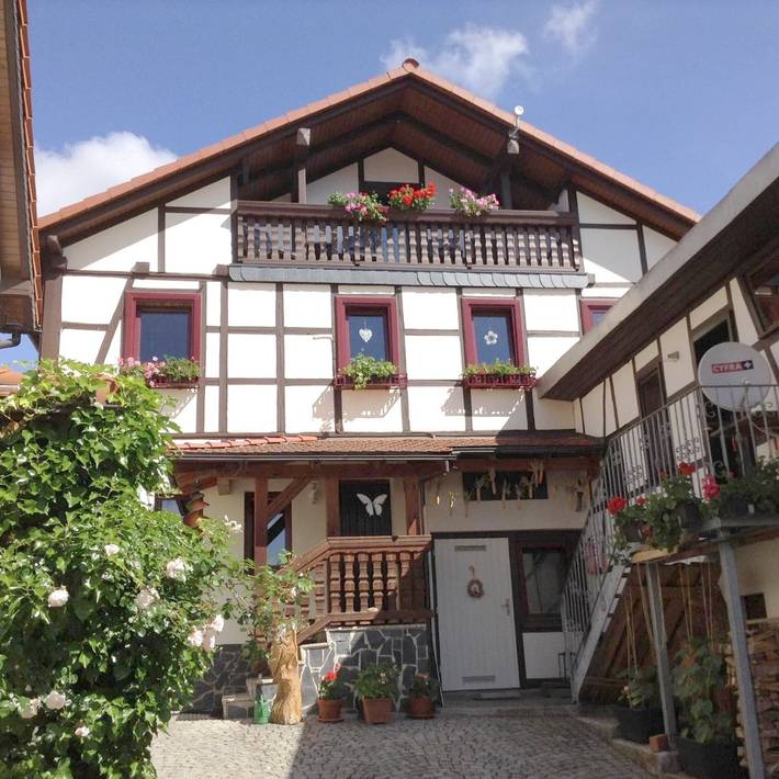 Ferienwohnung für 4 Personen, mit Terrasse und Garten sowie Ausblick in Bad Blankenburg