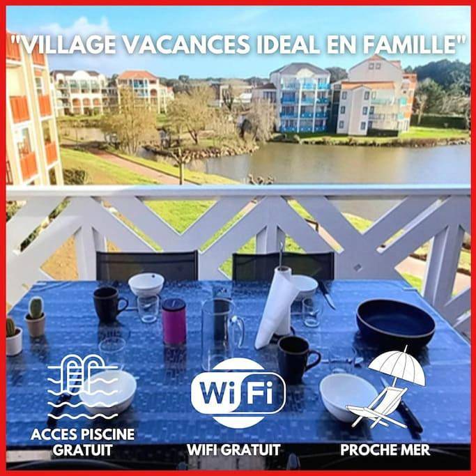 Appartement de vacances pour 4 personnes, avec Balcon et Terrasse ainsi que Piscine et Vue sur le lac
