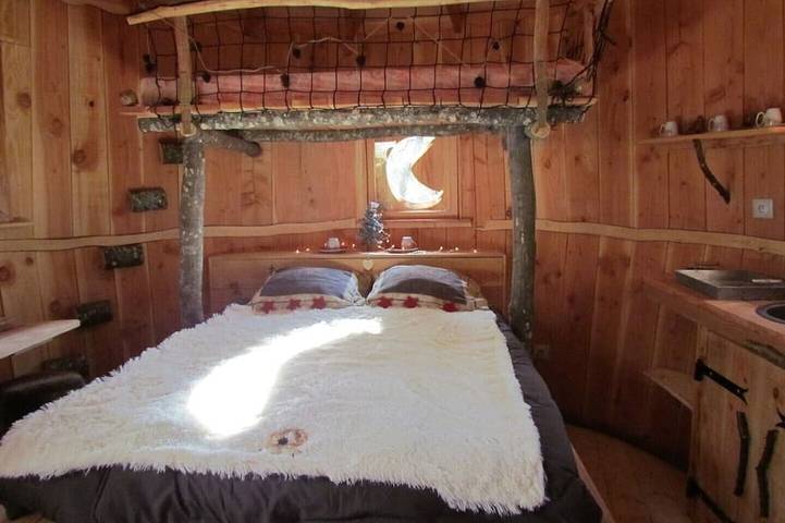 Cabane en bois pour 6 personnes, avec Balcon ainsi que Jacuzzi et Jardin