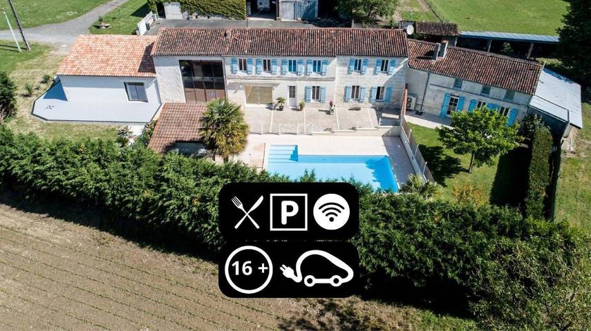 Chambre d’hôte pour 2 personnes, avec piscine ainsi que jardin et vue à Saintes