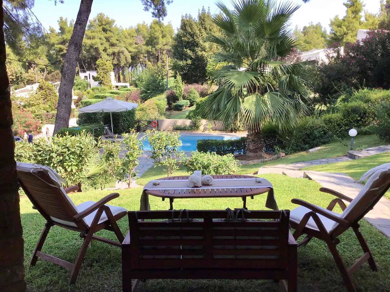 Serenity: Peaceful family villa with shared pool in Sane, Kassandra