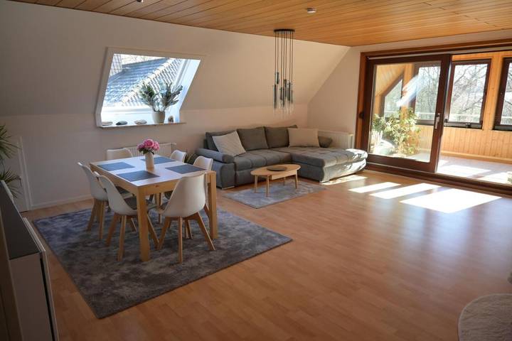 Ferienwohnung für 4 Personen, mit Balkon und Garten sowie Ausblick in Nortorf