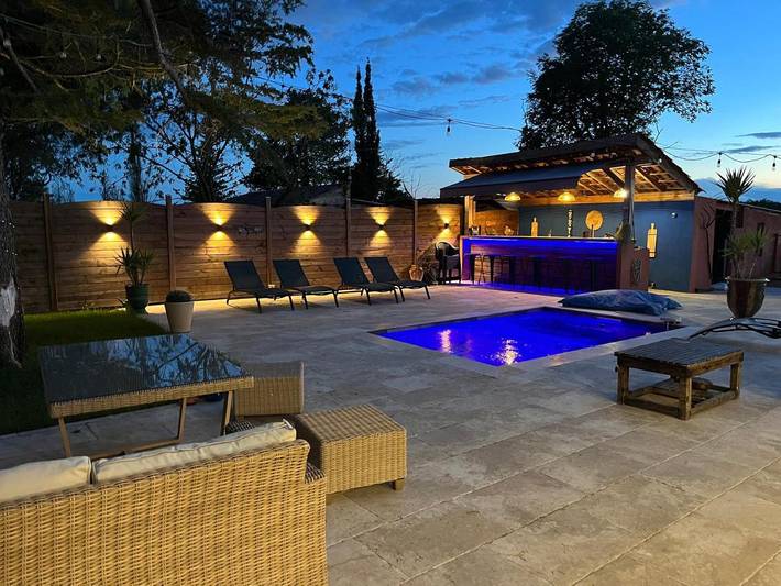 Ferienhaus für 6 Personen, mit Terrasse und Garten sowie Pool und Ausblick in Fabrègues