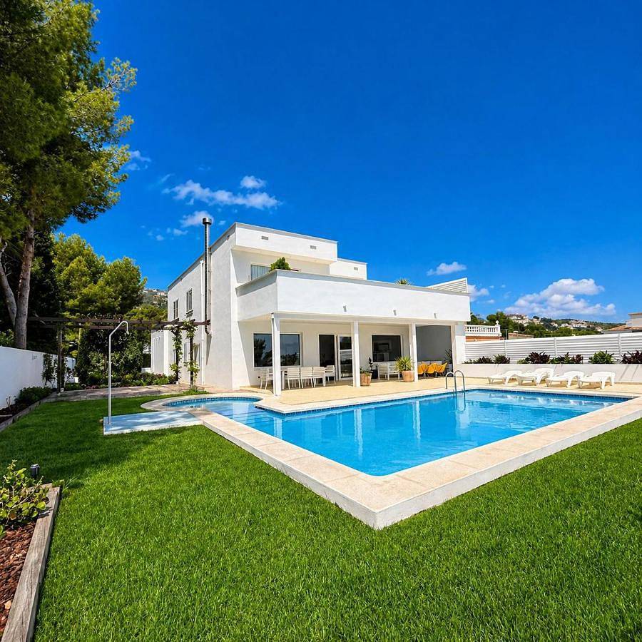 Preciosa villa con piscina, jardín y vistas al mar Wifi in Alcossebre, Alcalà de Xivert