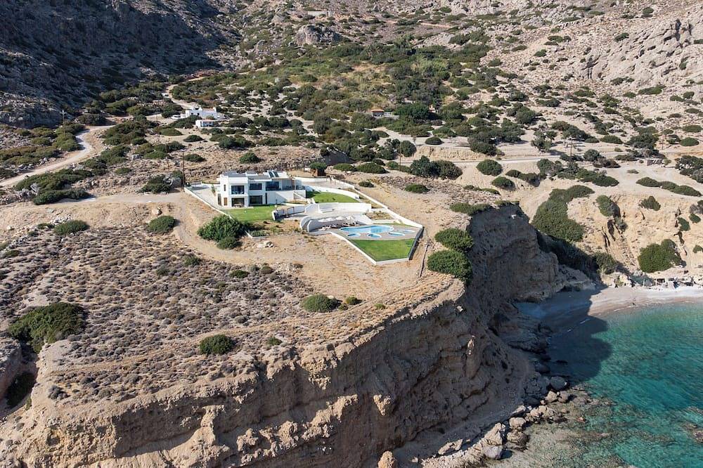 Griechische Strandvilla Atalandia mit beheiztem Pool, Fitnessraum, Grill & Büro in Kreta Süden