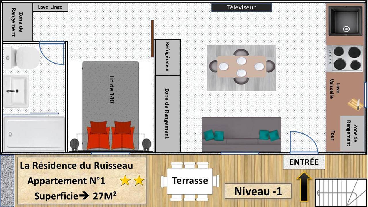 Appartement entier, Les Meublés de la Résidence du Ruisseau in Bourbon-Lancy, Région de Charolles