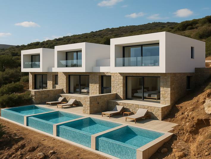 Studio voor 3 personen, with Uitzicht op zee and Balkon/Terras as well as Tuin and Uitzicht in Koutouloufari