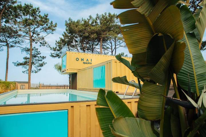 Resort para 6 personas, con Balcón y Terraza además de Piscina para niños y Piscina en Nazaré