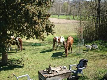 Gîte pour 10 personnes, avec vue et jardin ainsi que vue sur le lac et terrasse à Sérignac