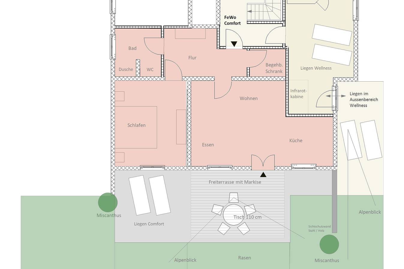 Ganze Wohnung, Ferienwohnung 'Garden Suite' mit Bergblick, privater Terrasse und Wi-Fi in Höchenschwand, Südschwarzwald