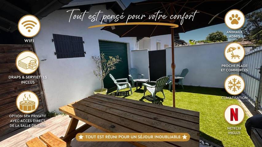 Vakantiehuis voor 5 personen, with Whirlpool and Terras as well as Tuin and Uitzicht in Labenne
